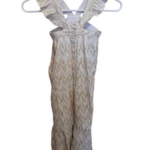 Louis Louise Paris Kids White Gold Metallic Chevron Pattern Ruffle Dress Size 10